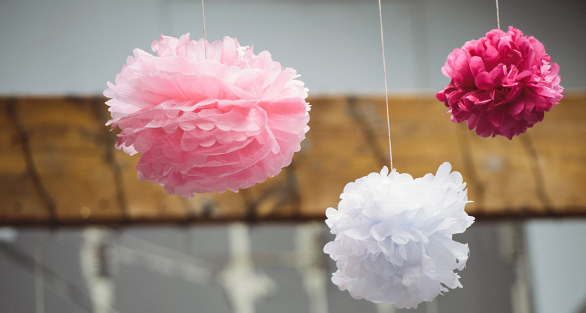 pompoms bröllopsmottagning