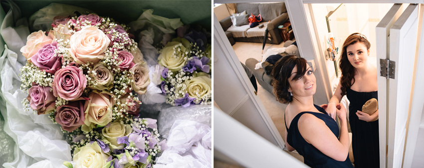 brudbukett och brudens systrar