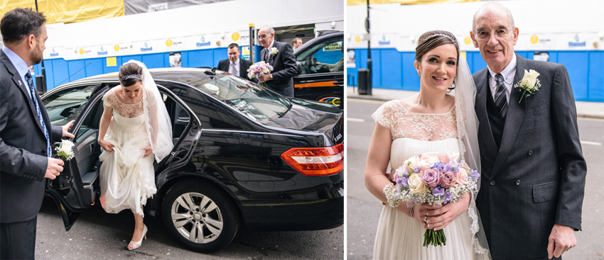 Brud anländer till vigsel