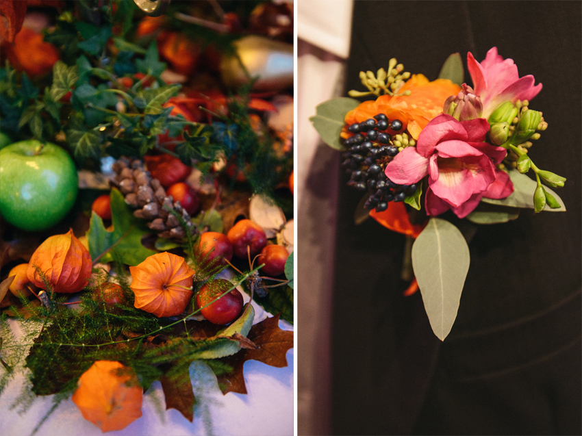 corsage med hösttema till bröllopet